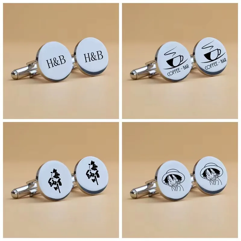 Custom 925 Sterling silver Cufflinks Personalized High Quality Can Be Engraved Any Cartoon Logo Fashion Jewelry For Men Gift