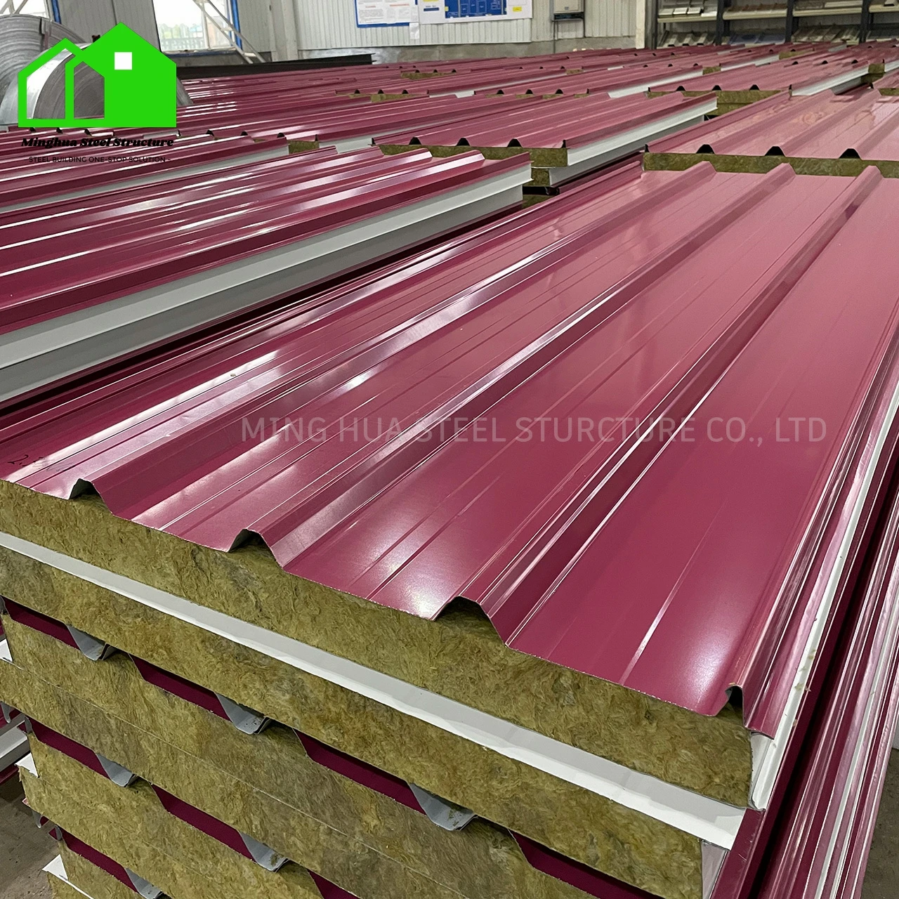 Insulated metal roofing panels Corrugated metal roofing panels Rock wool sandwich board