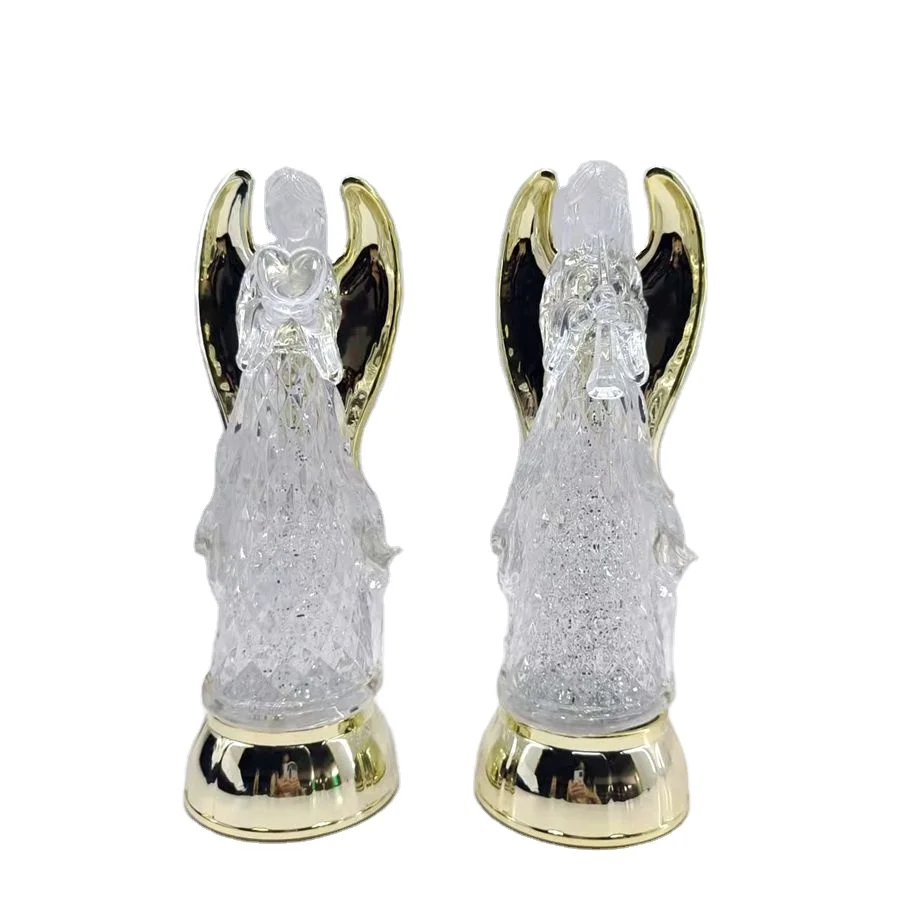 Wholesale custom to different shapes Acrylic Glitter Angel With Cool White Led christmas item