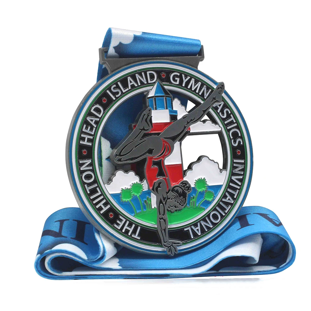 High Quality Blank Soft Enamel Gold Metal Relay Sport 3D Spinning Medal Customized Design
