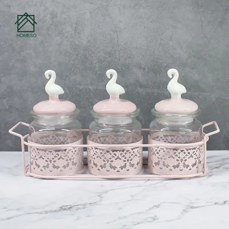 wholesale custom glass jar airtight glass storage jar with ceramic lid
