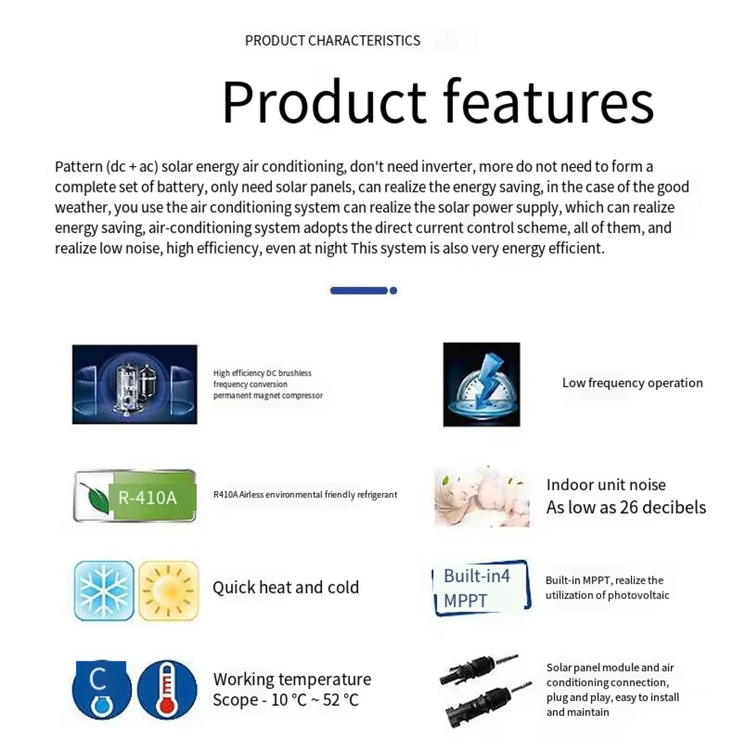 Hot selling new energy ACDC 30000BTU 4HP photovoltaic panel 4P single cooling grid-connected solar air conditioner