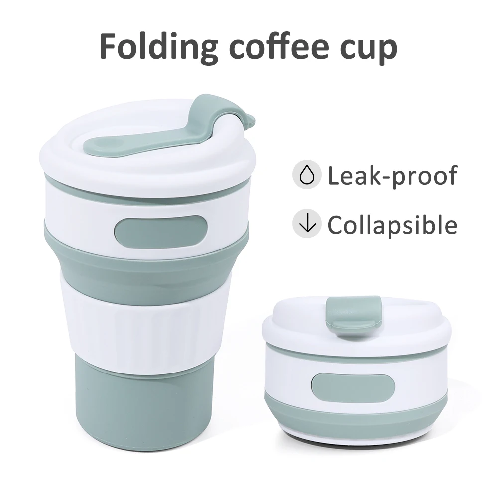 New Product Idea 2024 Eco-friendly Portable Foldable Reusable Collapsible Coffee Cup Drinking 350ml Travel Silicone Coffee Mug