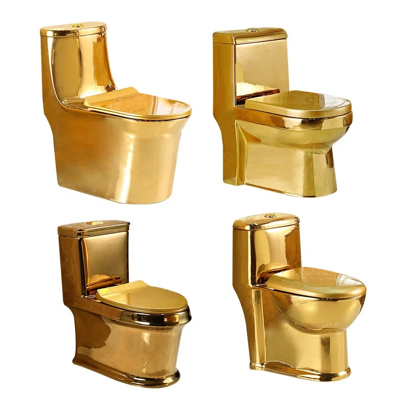 Напольный знак воды золотого цвета для ванной комнаты, цельный керамический унитаз с регулировкой давления воды