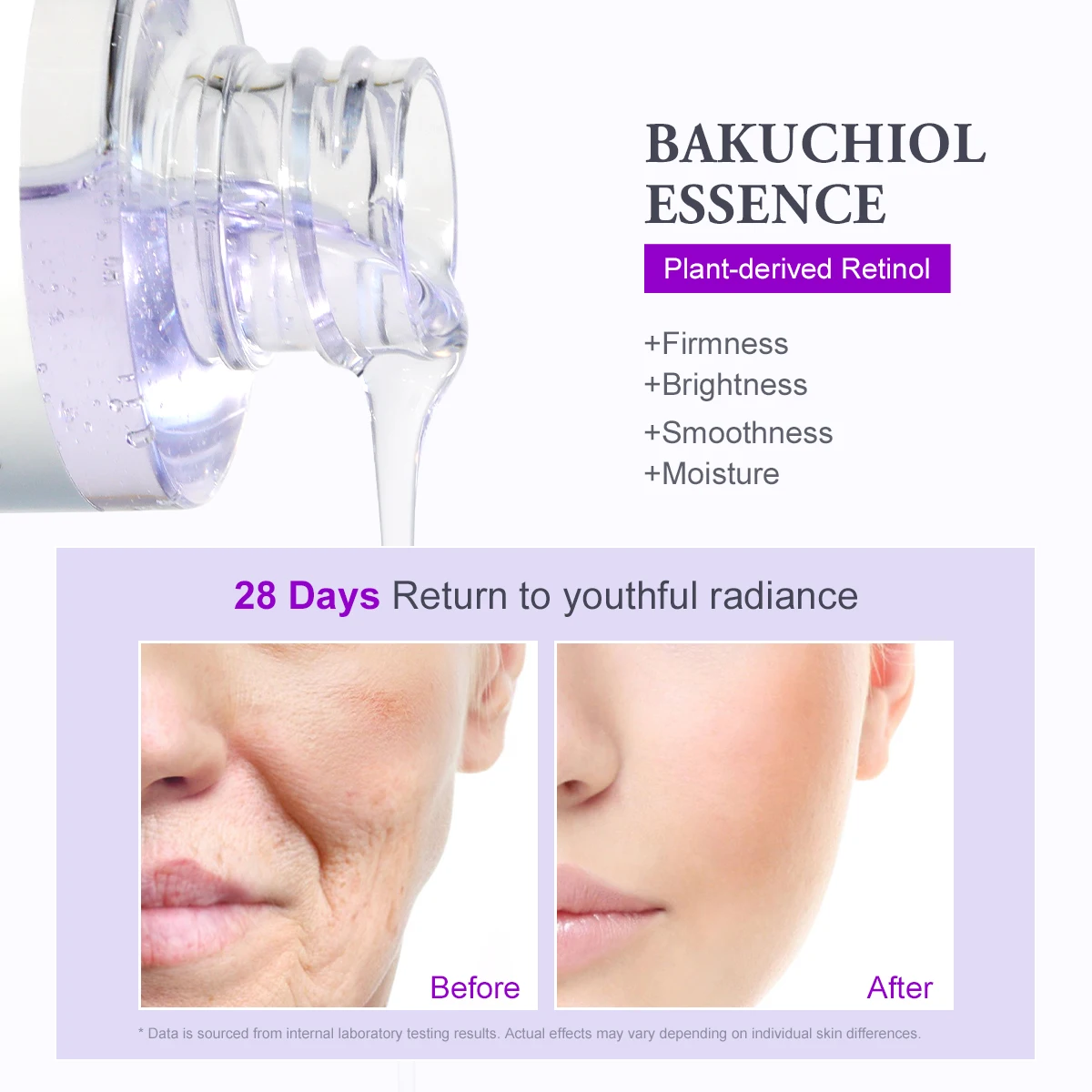 Hot selling bakuchiol serum Private label Vegan smooth anti aging firming fine wrinkles Retinol Natural Extract Face Serum