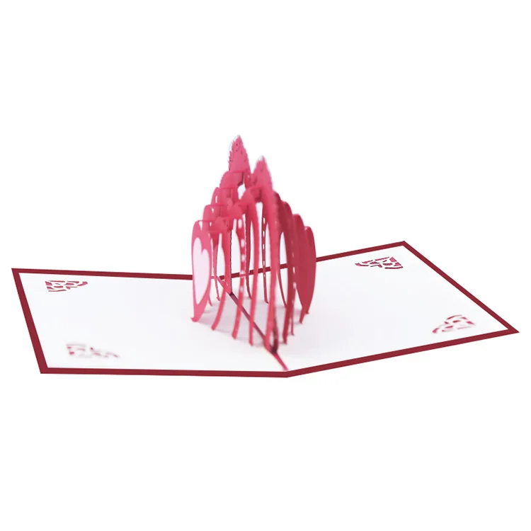 Love 3D Pop Up Wedding Invitation Card Heart Valentine's Day Postcard