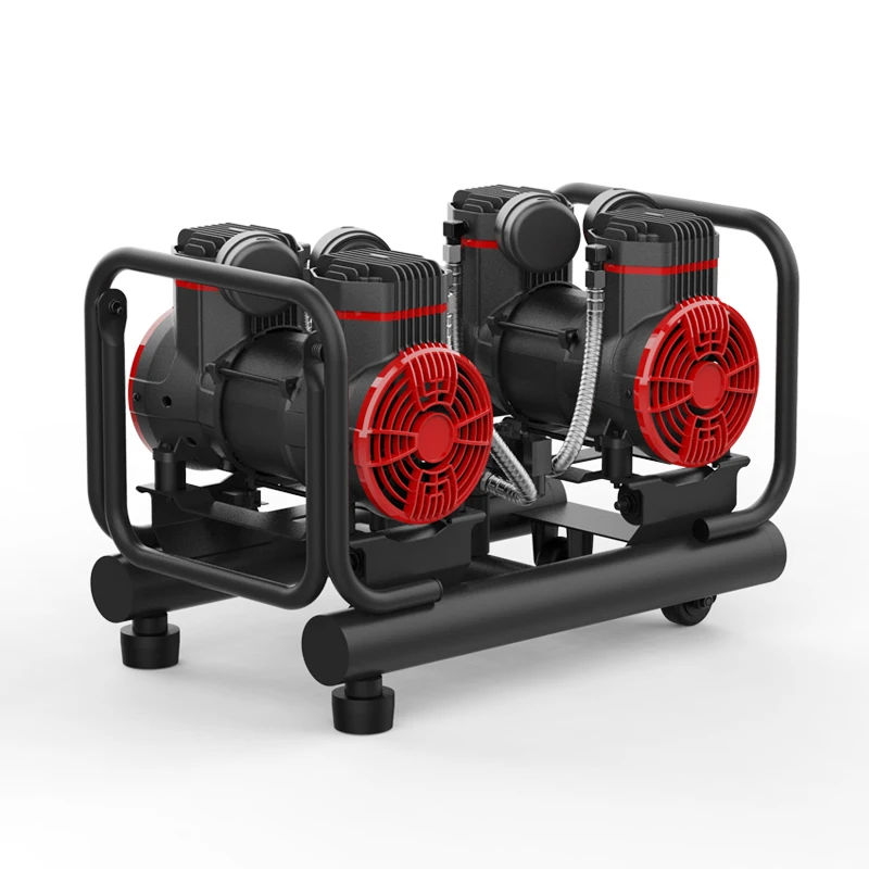 China oil free low noise 2 cylinder 1450W*2 2L oilfree quiet air compressor