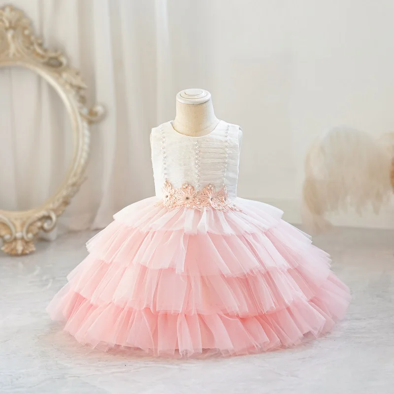 Kids Clothing Baby Clothes Beautiful Baby Flower Girl First Birthday Party Wear Children Evening Dress AX173