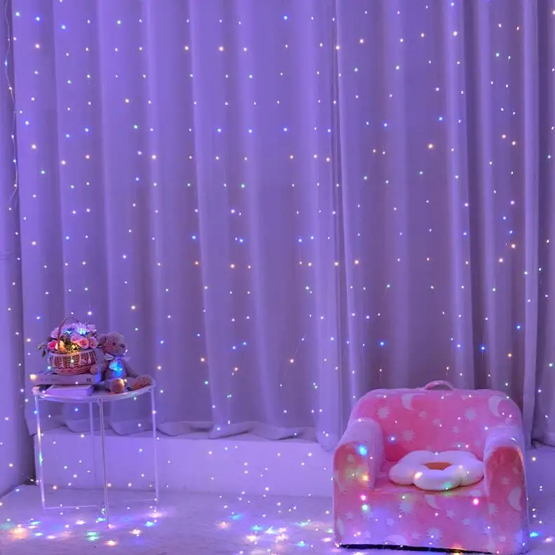 Waterproof IP44 outdoor Christmas LED light curtain string transparent PVC wire extendable garland fairy lights