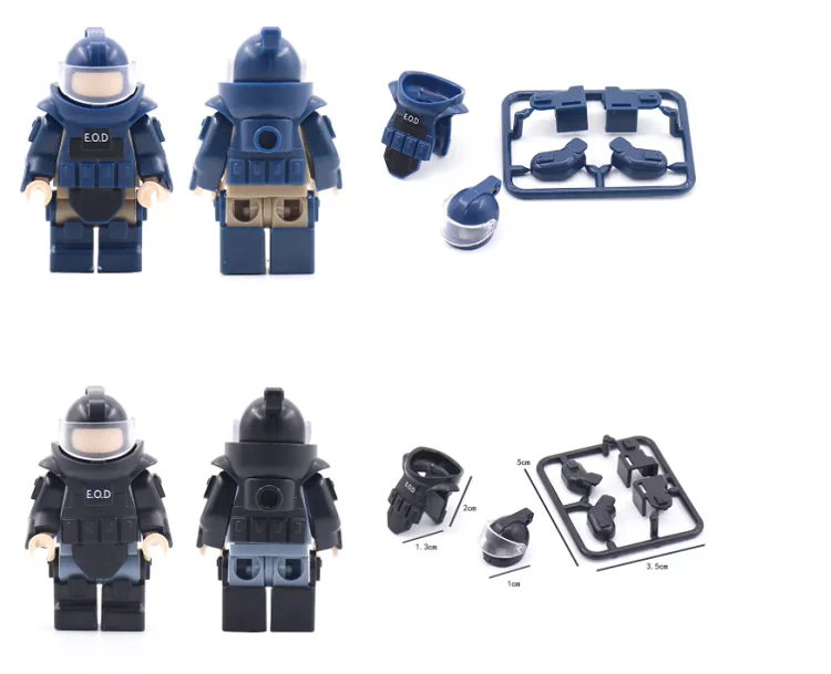 Military Bomb Disposal Suit Building Blocks EOD Special Forces Set Explosion-Proof Plastic Armor Vest Figure Accessories Toys