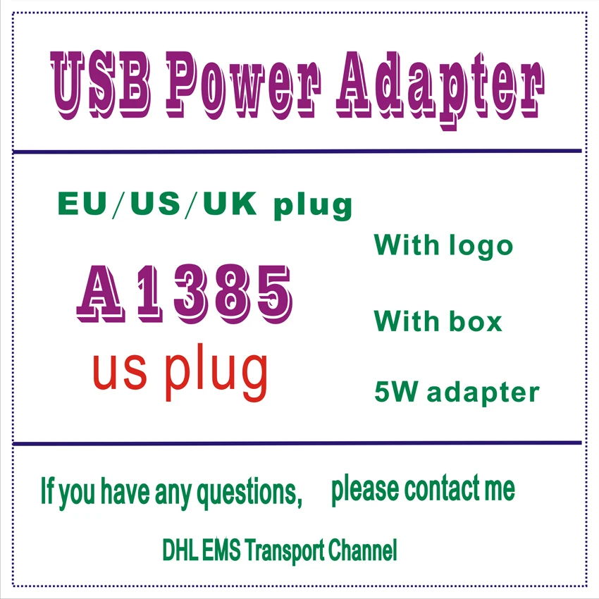 High quality A1385 A1400 US EU Plug USB AC Power Adapter Wall Charger For iPhone 5 6 8 X XS With packaging box free shipping