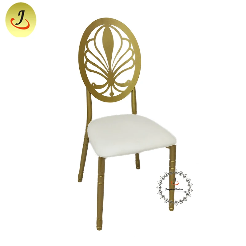 JC-SSC02 Wholesale latest design modern stacking leather round back wedding iron hotel dining chair