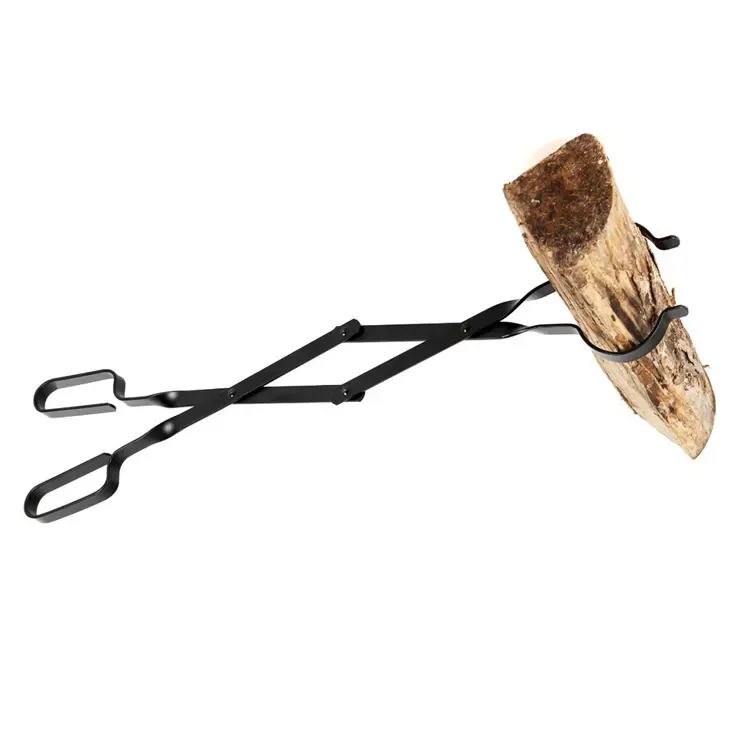 VODA Iron Fireplace Tongs and Log Grabber with Stainless Steel Handle