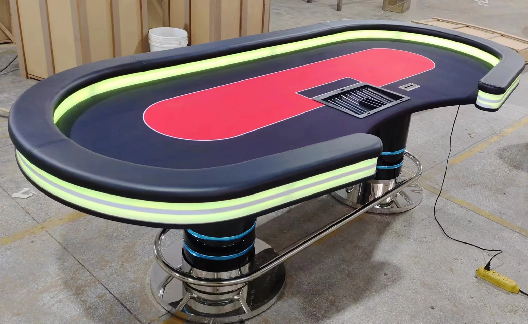 Custom high quality 96' 10 - Players Poker Table with Led Light with cupholders