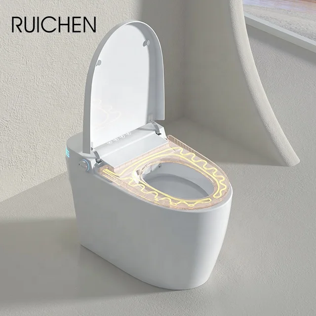 High end floor mounted automatic flush smart toilet with nozzle self-cleaning and remote control