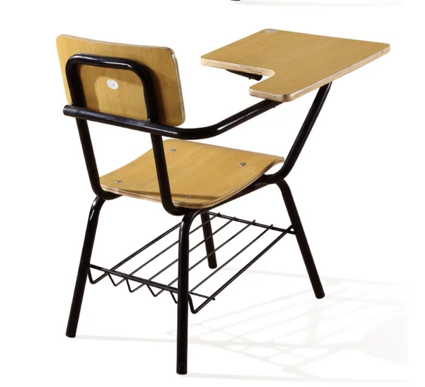 Factory supply Training Room Children Student Modern wooden Desk Chairs Office School Chairs With Writing Pad Tablet