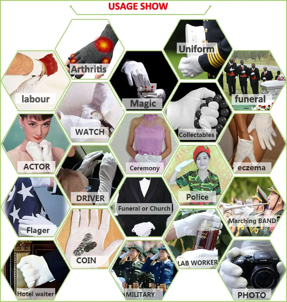 White 100% Cotton Formal Marching Parade Masonic Embroidered Gloves