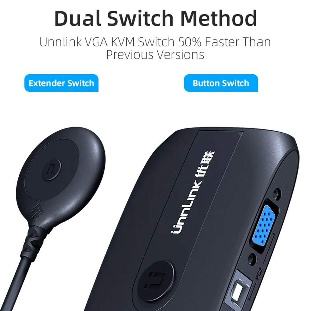 2 ports VGA KVM switch 2X1 USB 2.0 Controller Keyboard Mouse Printer 1080P60Hz 2 input 1 output ODM OEM