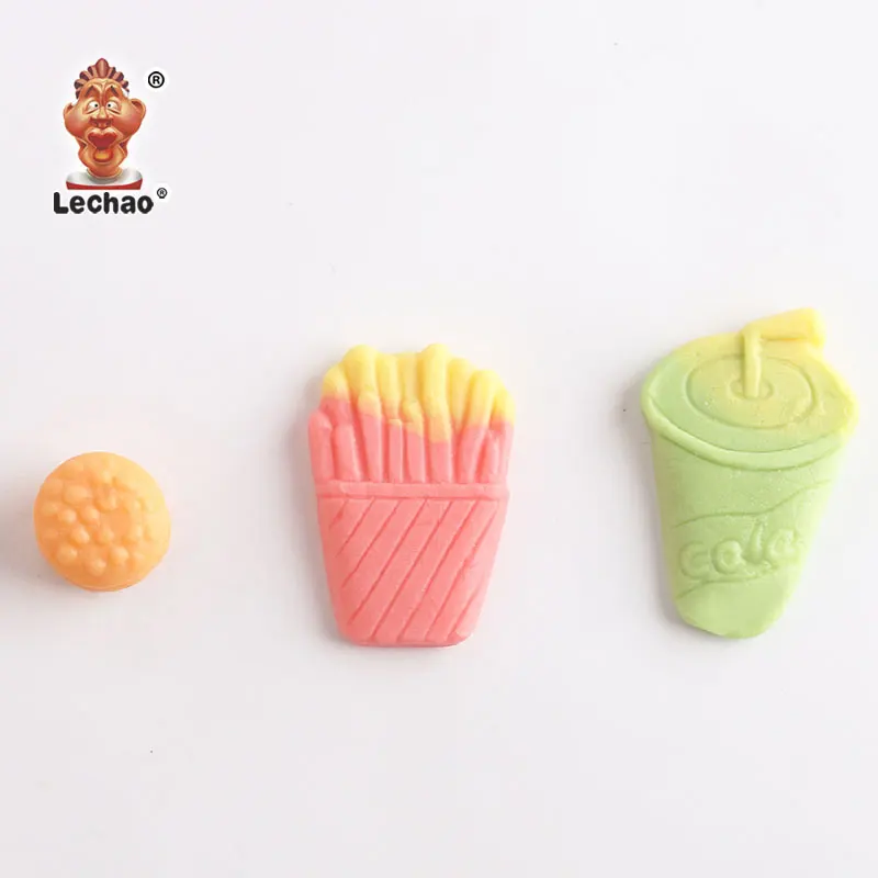 Wholesale cola bottle hamburger french fries fast foods series gummy candy assorted soft candy