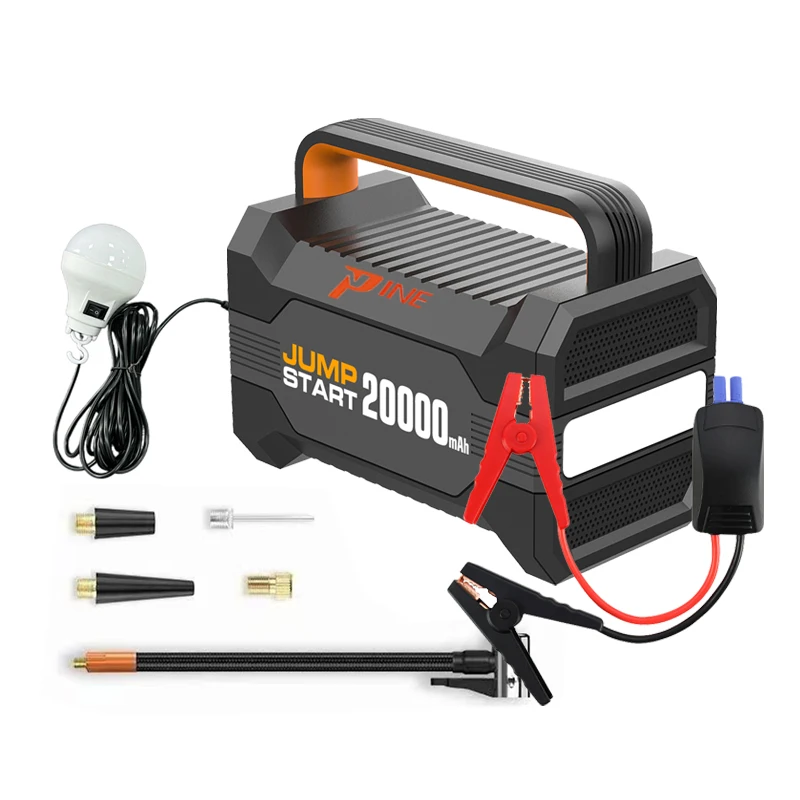 20000mAh Portable Car Jump Starter Battery Pack with Air Compressor Jump Start Box Tire Inflator Air Tire Pump 4-in-1 Functions