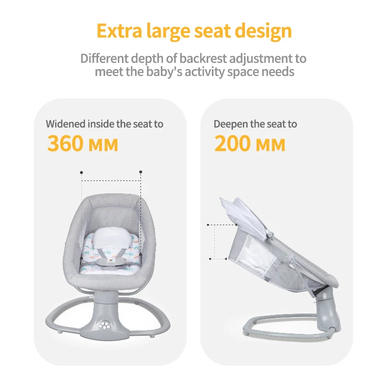 2023 New Style Free Hands Elec Baby Swing 3 in 1 Control Speed Baby Bouncer Seat Adjusted Electric Rocking Chair