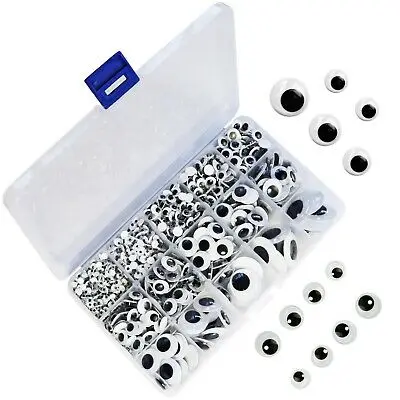 Wiggle Googly Eyes with Self-Adhesive, 6mm 8mm 10 mm 12mm Mixed Packaging