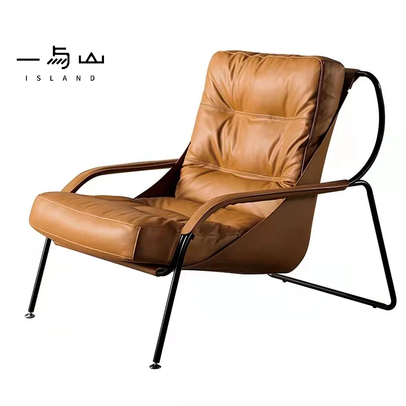 2022 Luxury Style Home Furniture High Back Synthetic Leather Goose Feather Lounge Chair Living Room Bedroom Recliner Chair