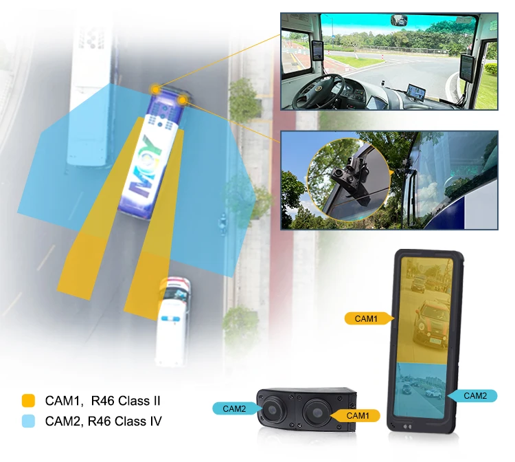 R46 12.3 inch AHD 1080P Backup Rearview Mirror Commercial Truck Bus Side View Camera Monitor System