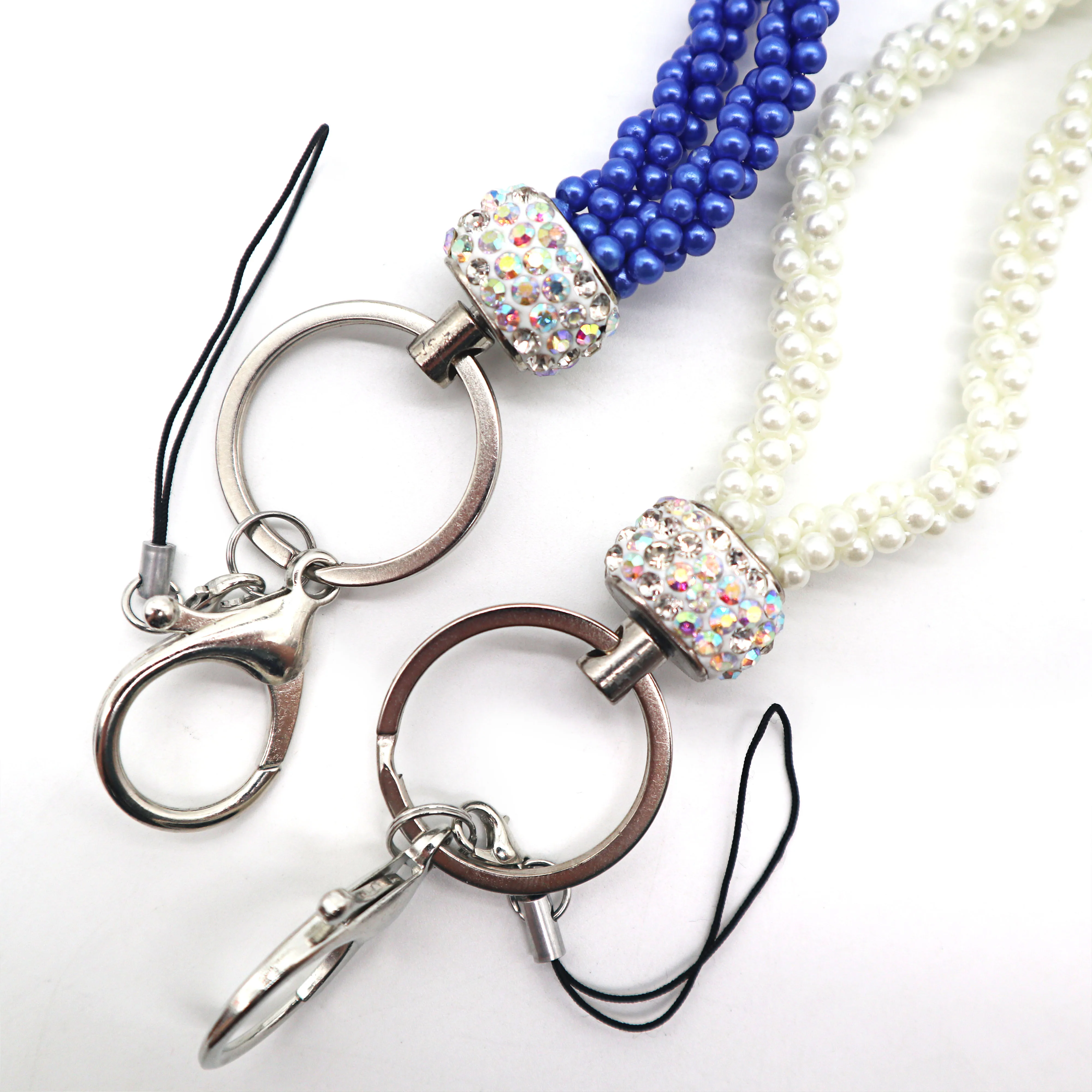Royal blue strap lanyard bead lanyard for mobile phone chain teacher  Pearl Lanyard