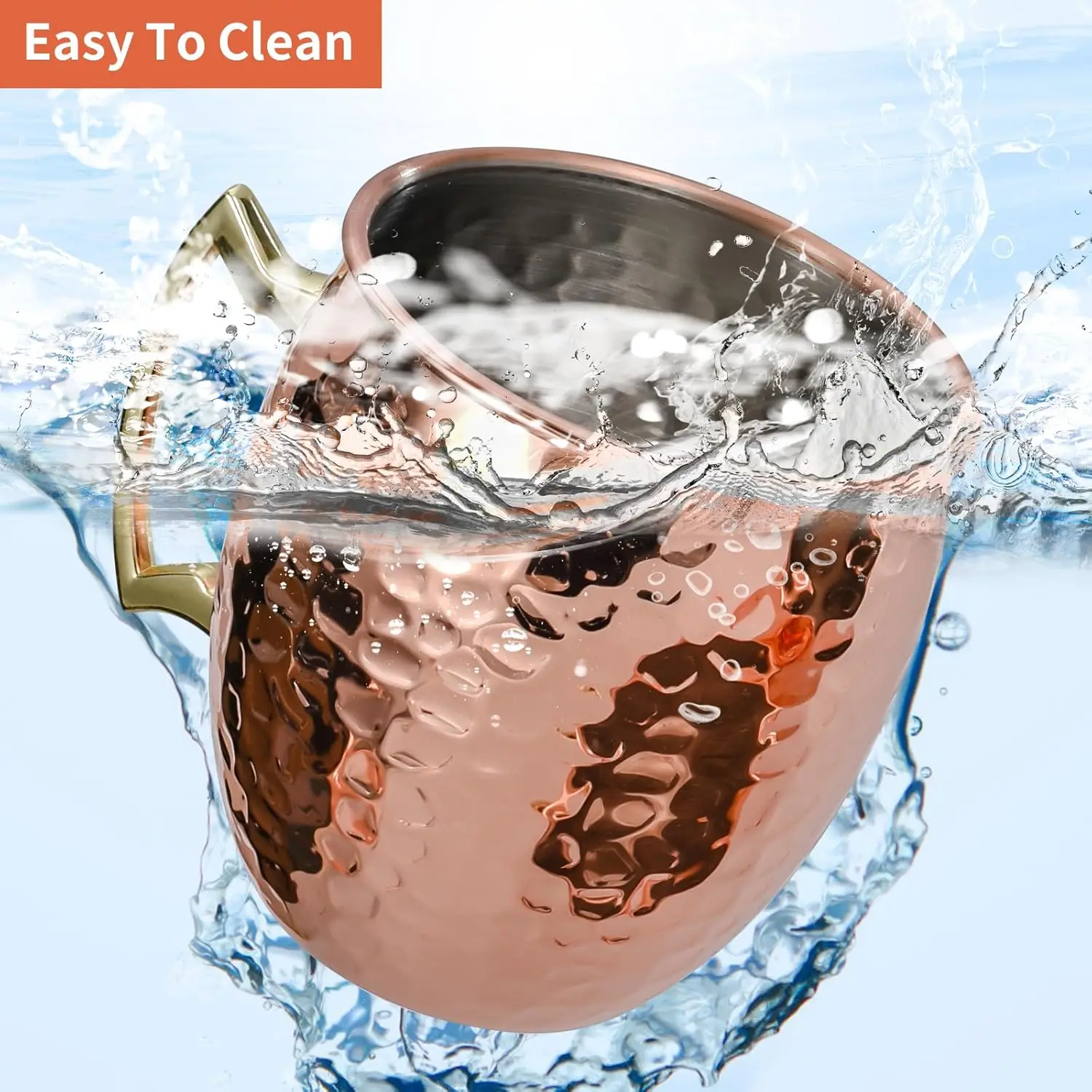 Custom wholesale 16 oz Hammered plastic Cups beer cocktail cup mug moscow mule copper mugs cups with handle