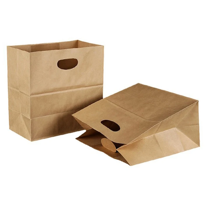 Custom Clothes Shopping Gifts Take-Out Packaging D Cut Tote Die-Cut Recyclable Kraft Paper T Shirt Bag