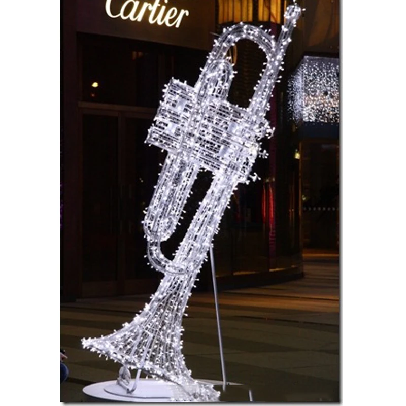 3d гигантское уличное украшение светодиодный музыкальный инструмент пианино гитара скрипка саксофон труба скульптура мотив свет