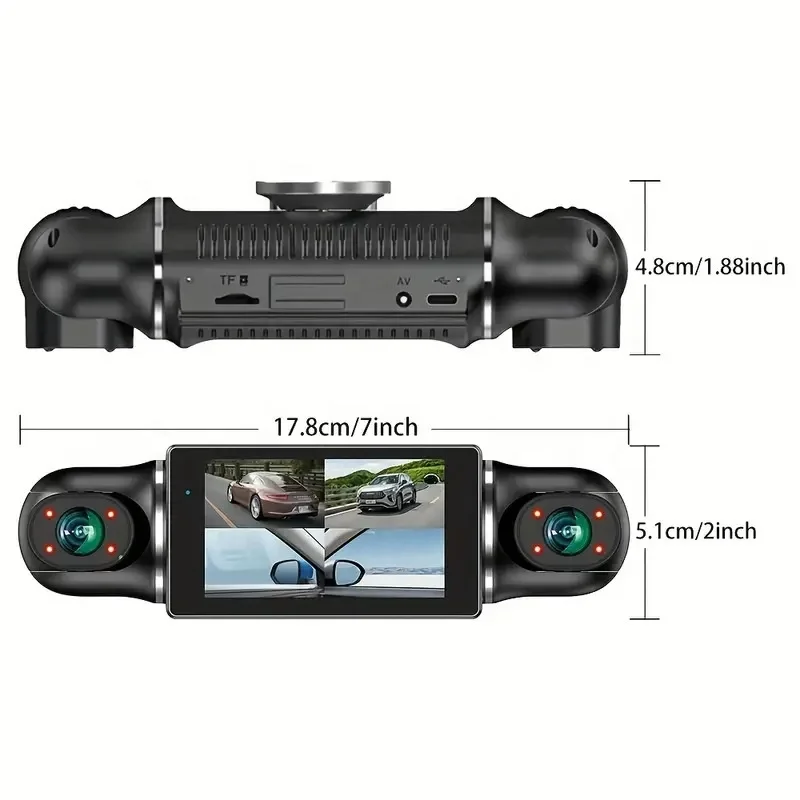 Relee 4 Camera 1080P Auto Car DVR WiFi GPS Night Vision Dual Lens Dash Cam with Rear Lens 4 Channel Car Camcorder 4 Way