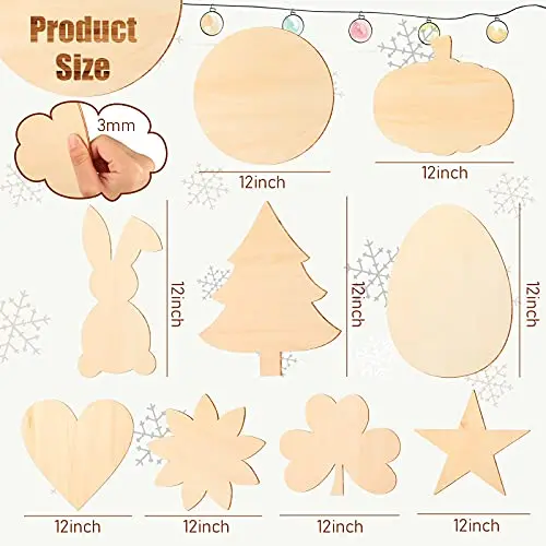 Unfinished Wooden Shapes wood milestone Crafts Blank Various Shapes for Seasonal Decoration and Ornaments