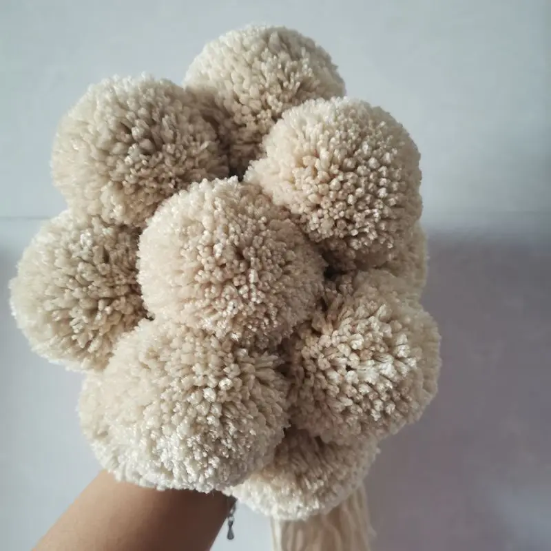 Популярные помпоны из хлопчатобумажной пряжи, 5 см, большие помпоны ручной работы из 100% шерсти