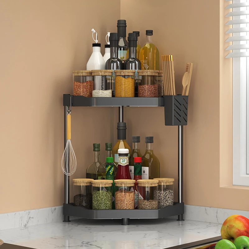 wall mounted spice storage organizer kitchen Corner bathroom Shampoo Storage Holder Rack