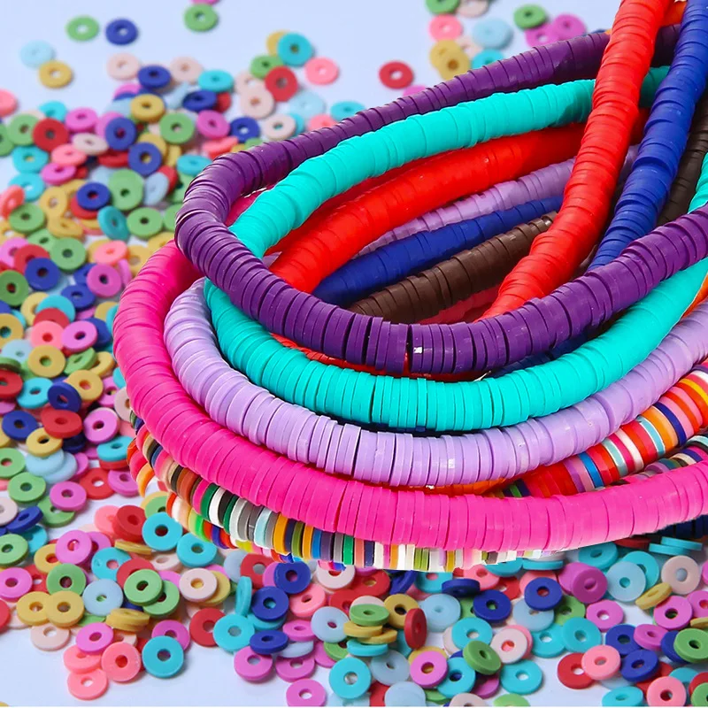 Clay Beads Vinyl Heishi Chip Disk Flat Round Loose Handmade Polymer Beads for DIY Jewelry Making Necklace