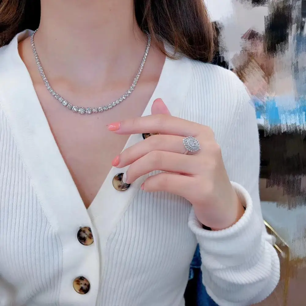 Wholesales 18K 10 carat Diamond Tennis Chain Necklace Jewelry