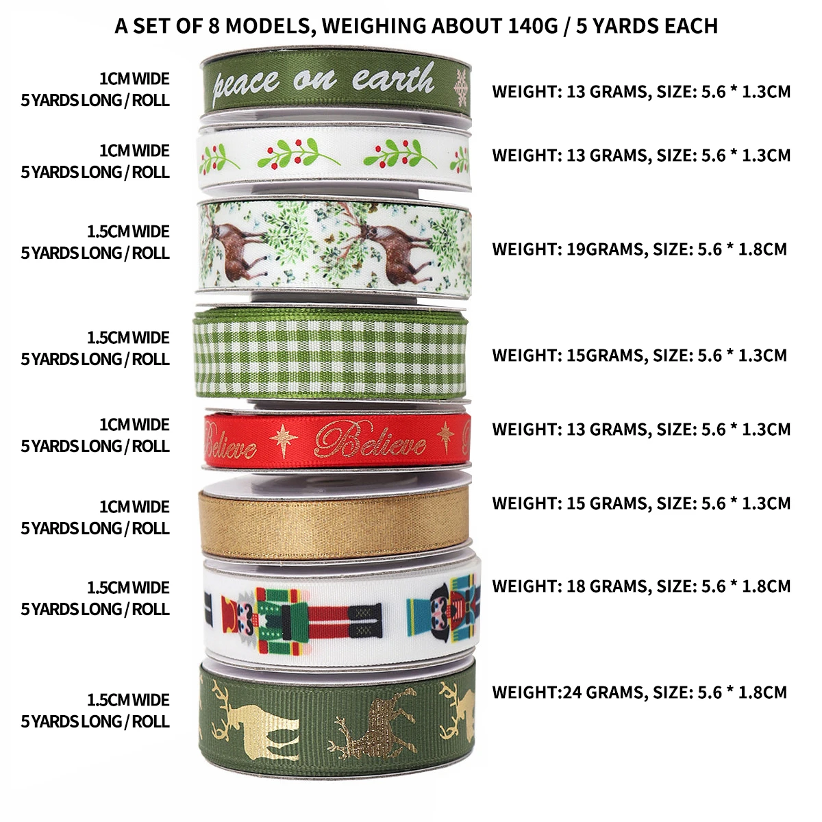 Christmas Set Series DIY Festive Decorations Ribbon Handmade Bow Ribbon Gift Wrap Ribbon