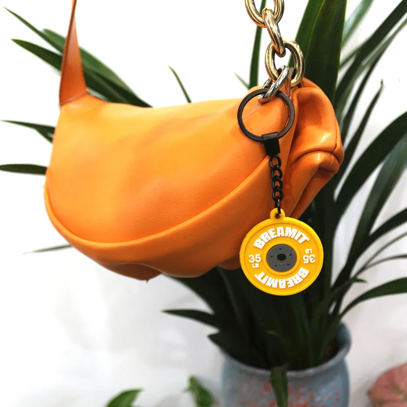 Custom sports fashion Rubber Keyring 2D  fitness dumbbell set 3D Soft PVC Gym  Mini Rubber Barbell Kettlebell Shape Keychain