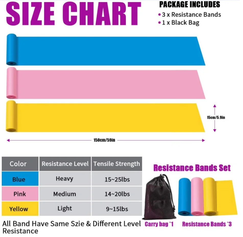 Best Price Resistance Household Yoga stretch Fitness Elastic Exercise Flat bands