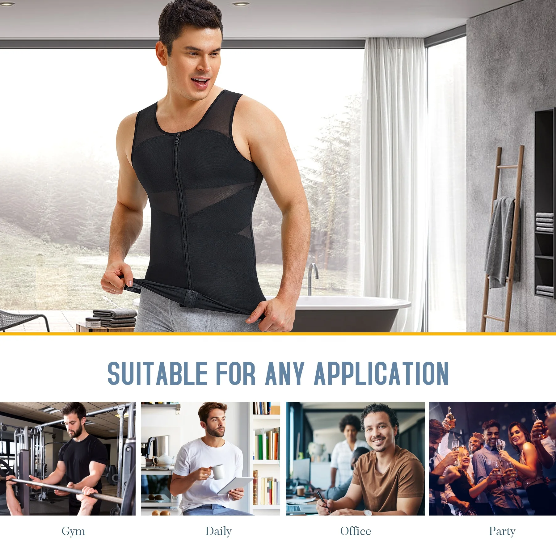 High Quality Gynecomastia Compression Shirts for Men Shapewear Tummy Control Body Shaper Slimming Undershirts