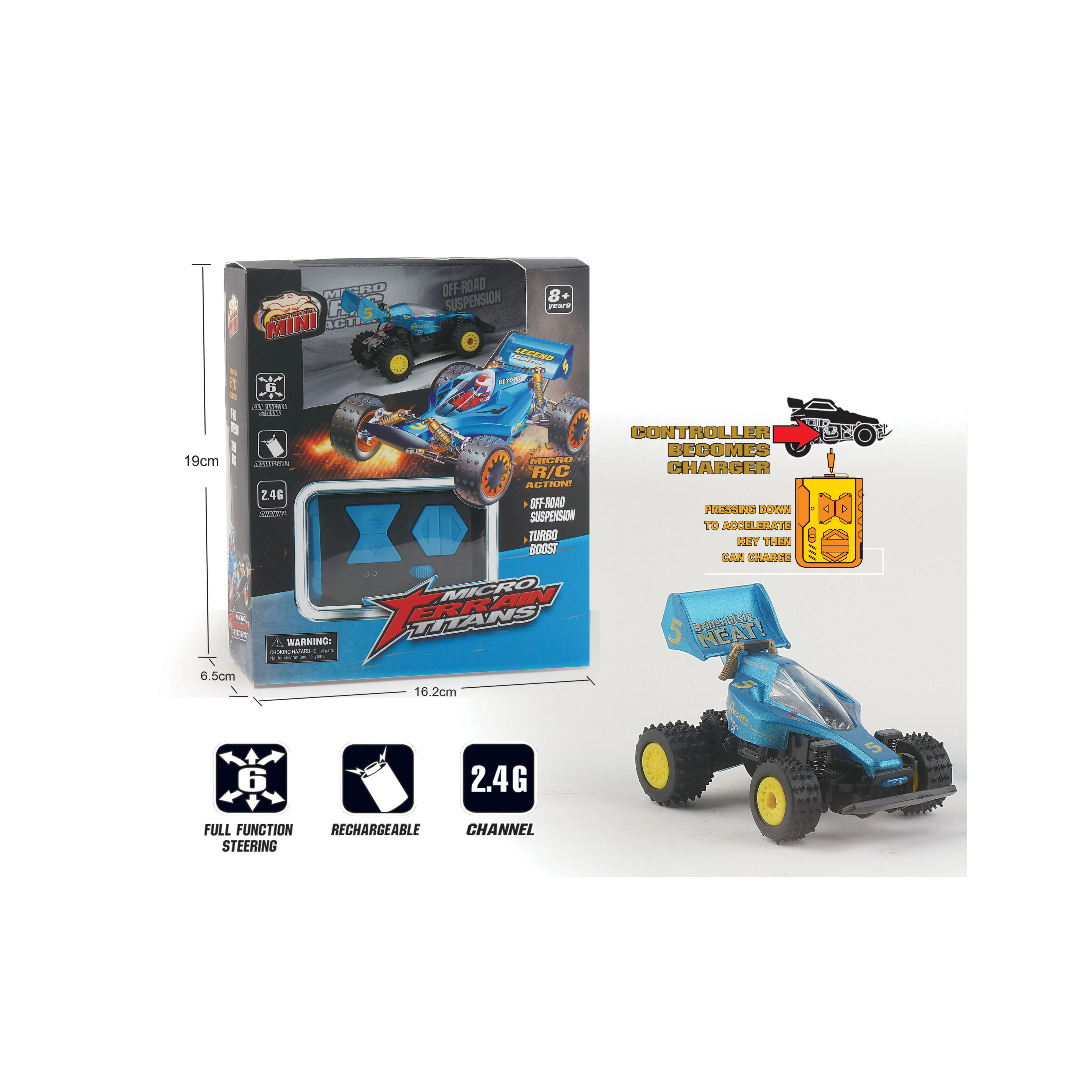 1:64 2.4G 5-Channel  7CM RC Car UV Printing Frequency Conversion Environmentally Friendly Mini Mountain Remote Control Car