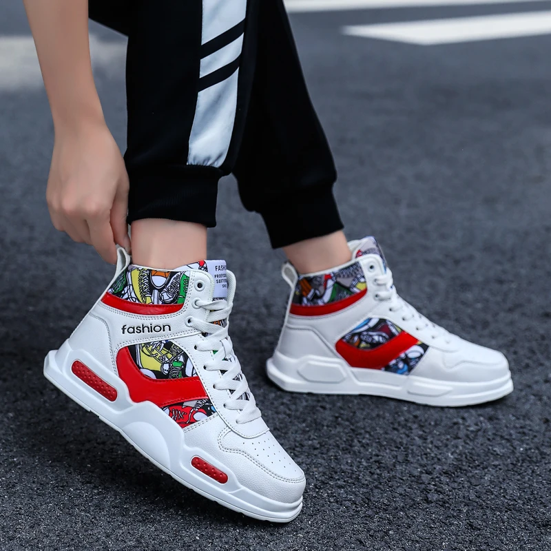 Running Shoes Fashion High Top Sneakers Casual Mens Boots Custom Logo Mens Platform Skateboard Sneakers Walking Unisex EVA PU