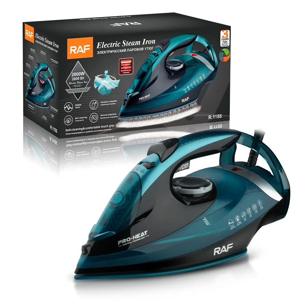 RAF New Product Mini Electric Steam Iron Burst of Steaming Self Cleaning Nano Ceramic Soleplate High Power 2800w