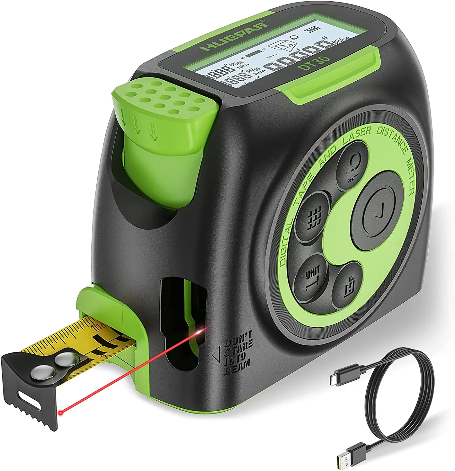 Huepar DT30 5m Laser Distance 16ft Length Various Construction Lcd Display Usb Laser Measuring Tape