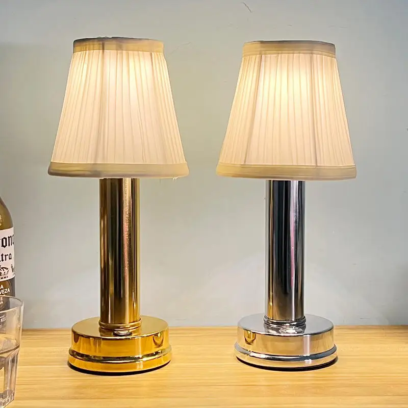 Art Decor Lighting Fixtures Lampara de Mesa Retro Restaurant Desk Mood Lamp Rechargeable Bedroom fabric table lamp