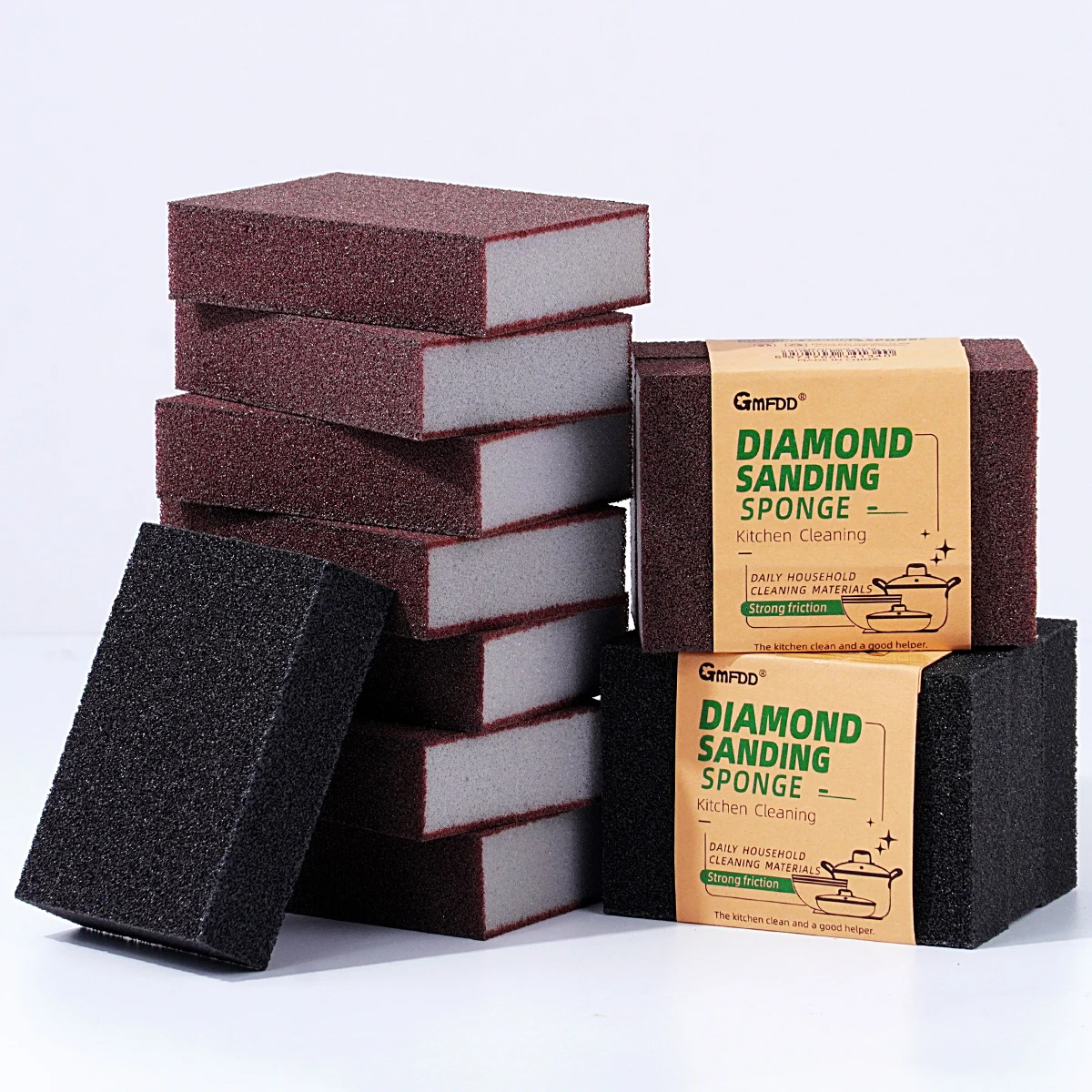 Cleaning sanding sponge for kitchen Household cleaning tools Emery sponge wholesale reusable abrasive sponge