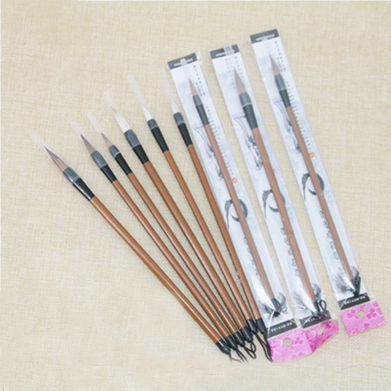 Chinese calligraphy supplies writing brush set wood handle and badger hair calligraphy brush