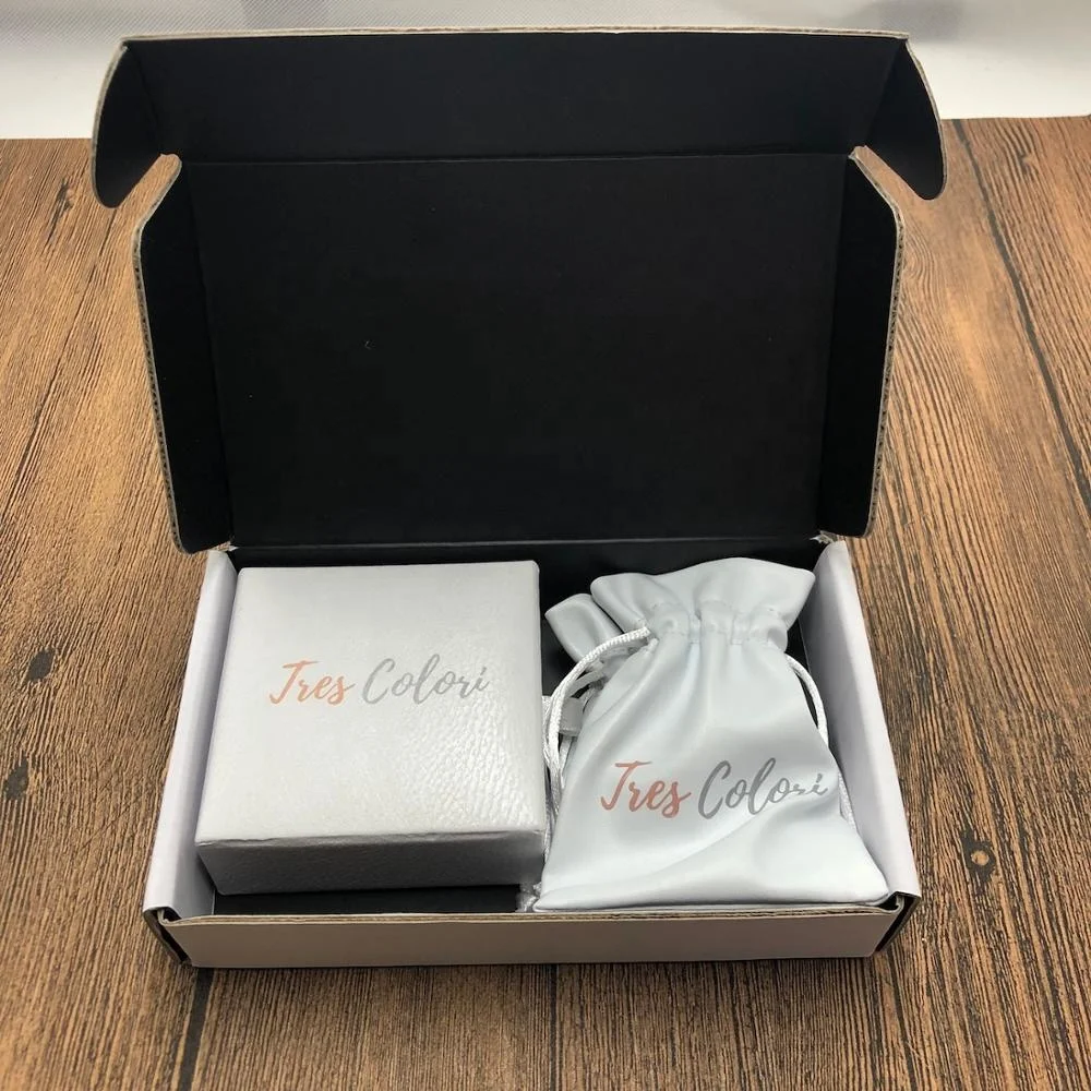 Luxury PU Leather Drawstring Jewelry Pouches Jewelry Gift Boxes Set with custom brand logo